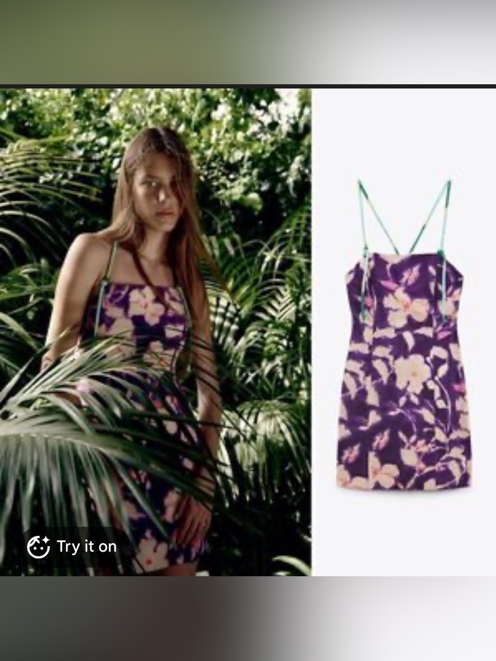 Zara linen Floral Mini Dress